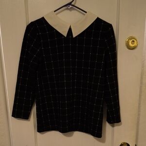 LOFT | Monochrome Knit with White Collar